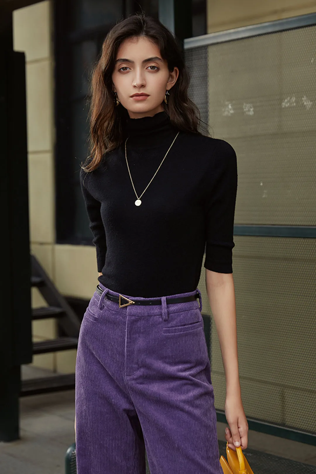 Turtleneck half sleeve top | Black half sleeve top | Commuter half sleeve top